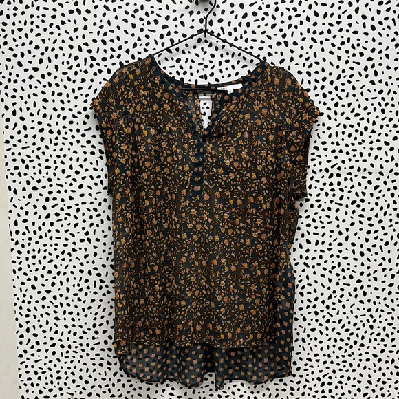 DR2 Daniel Rainn Floral Semi Sheer Boho Blouse Flowy - Picture 3 of 7